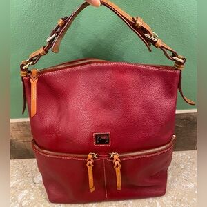Dooney & Bourke Red Pebble LARGE Dillion Satchel Dbl Front Zipper Shoulder Tote